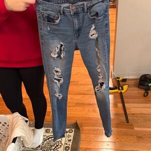Aeropostale Ripped Blue Skinny Jeans